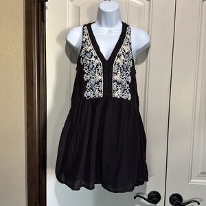 Urban Outfitters Ecote Dark Blue White Embroidered Mini Dress Size Small
